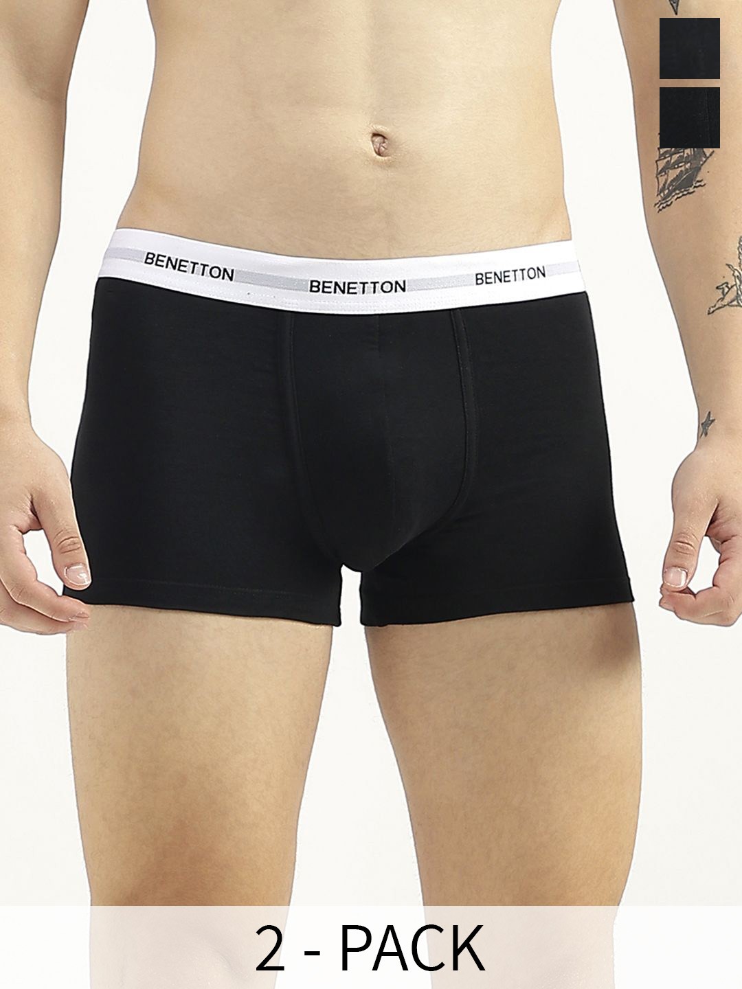 

United Colors of Benetton Pack Of 2 Breathability Trunks 24P3OP82X00OG904XS, Black