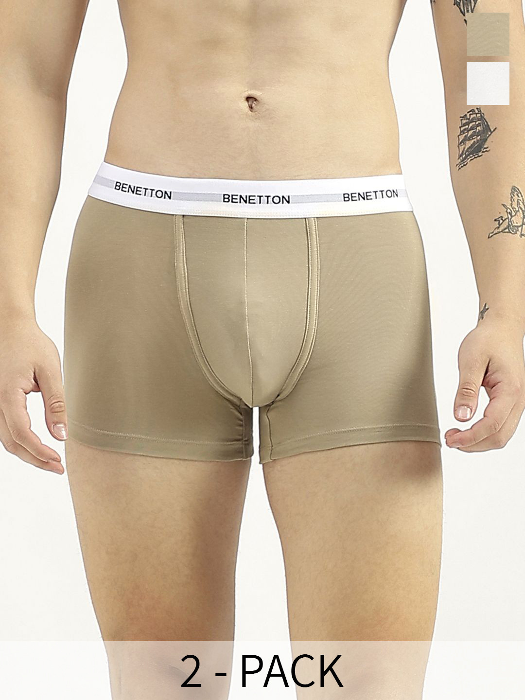 

United Colors of Benetton Pack Of 2 Breathability Trunks 24P3OP82X00OG901XS, Beige