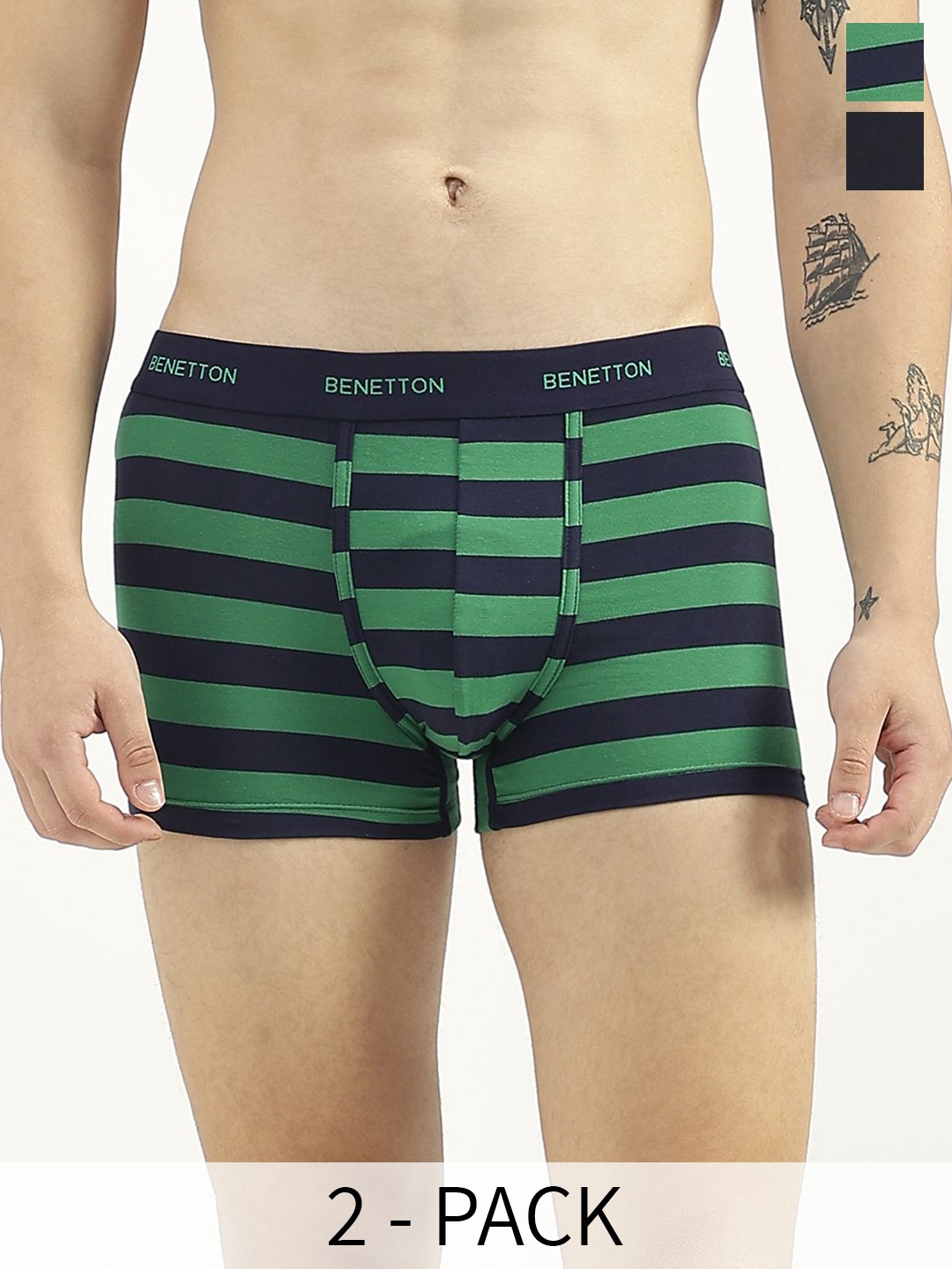 

United Colors of Benetton 2 Pcs Breathablity Trunks 24P3OP82X00OG902XS, Green