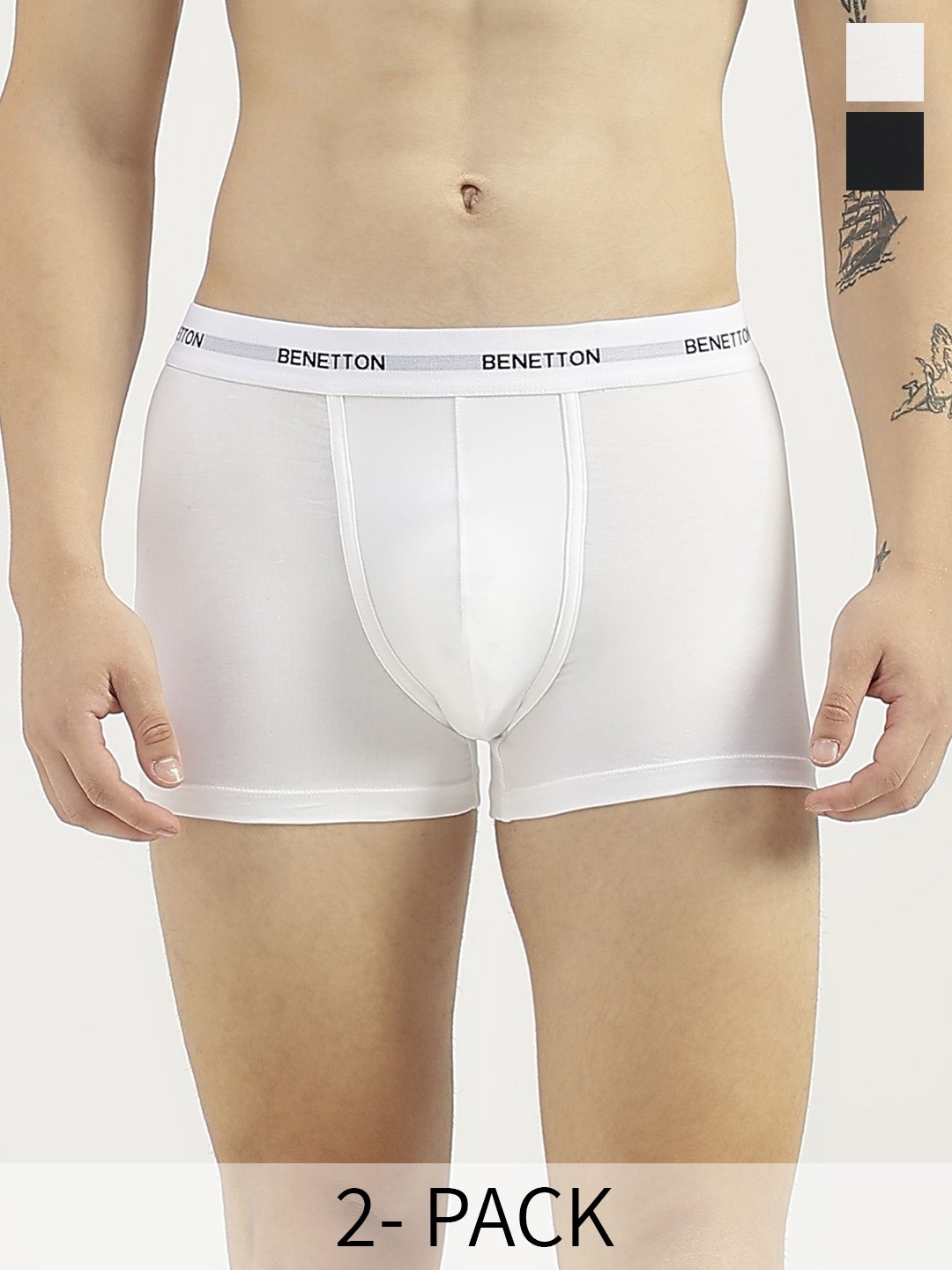 

United Colors of Benetton Pack Of 2 Breathability Trunks 24P3OP82X00OG903XS, White