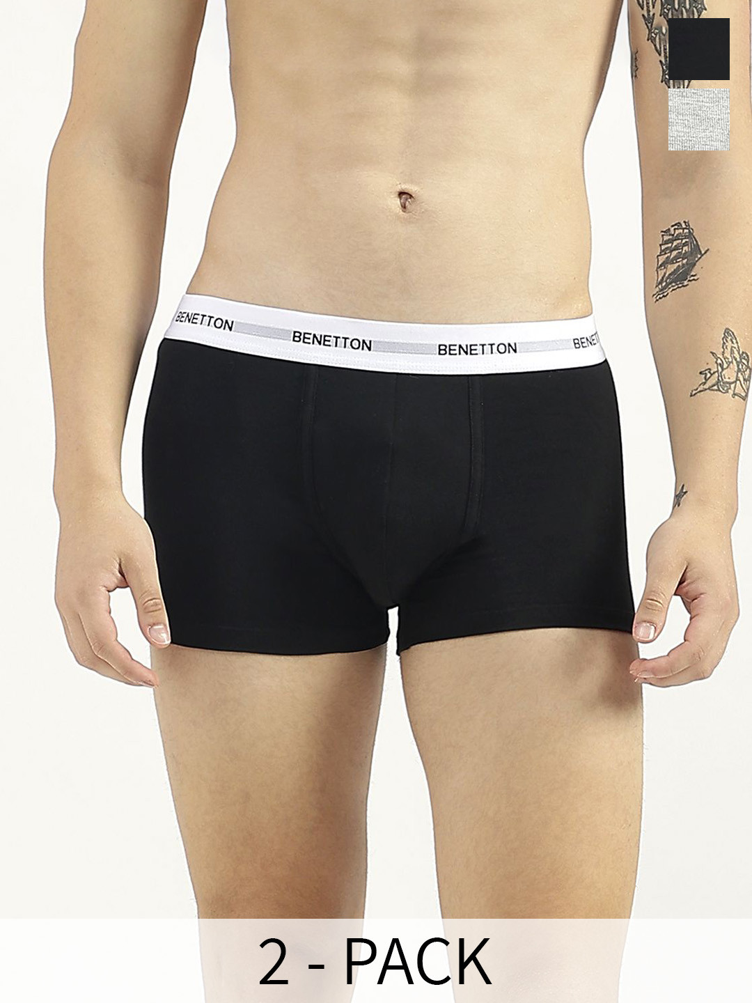 

United Colors of Benetton Pack Of 2 Breathability Trunks 24P3STRISL03I902XS, Grey