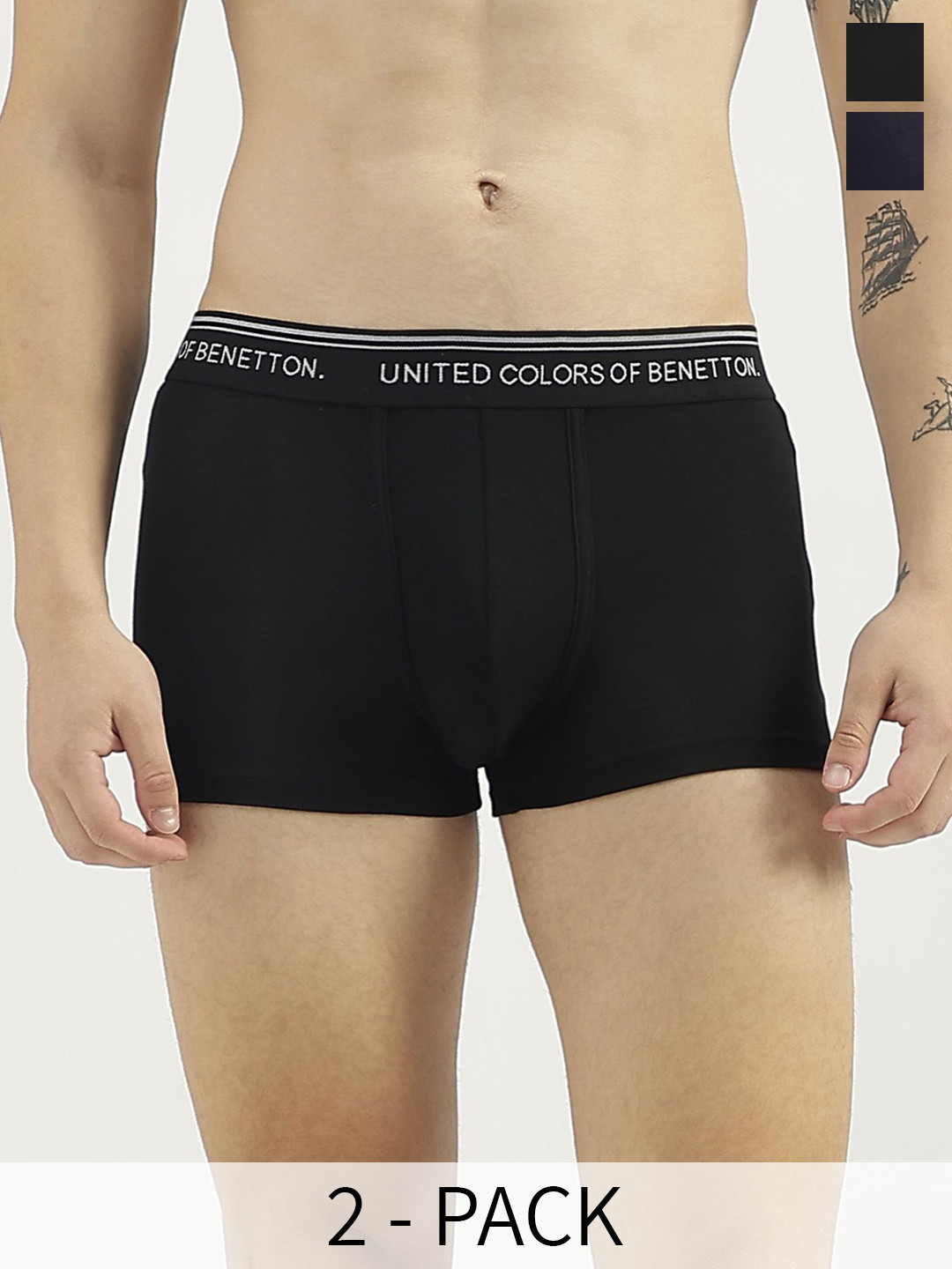 

United Colors of Pack Of 2 Breathability Trunks 24P3MODAL009I901XS, Navy blue
