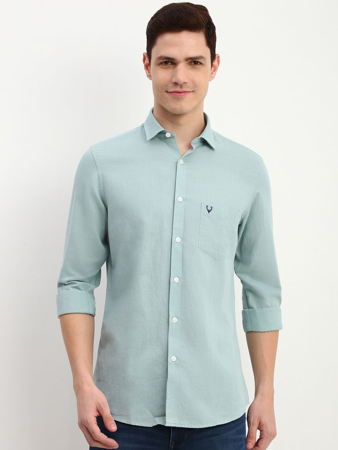 

Allen Solly Men Slim Fit Opaque Casual Shirt, Green