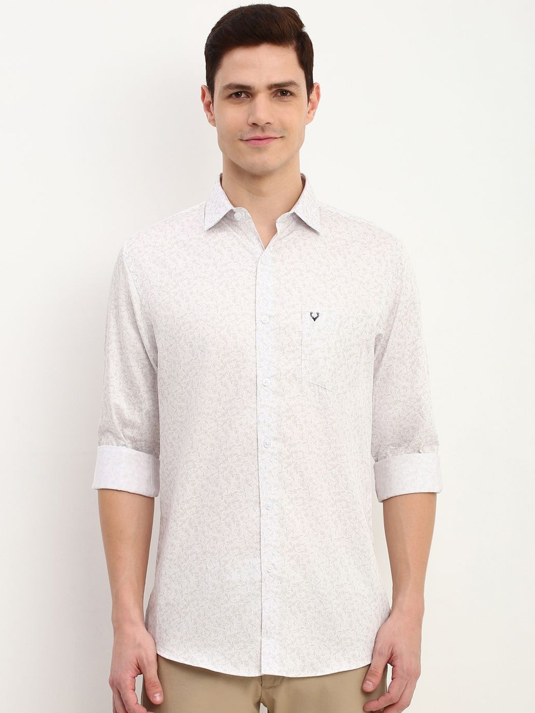 

Allen Solly Men Slim Fit Floral Opaque Printed Casual Shirt, White