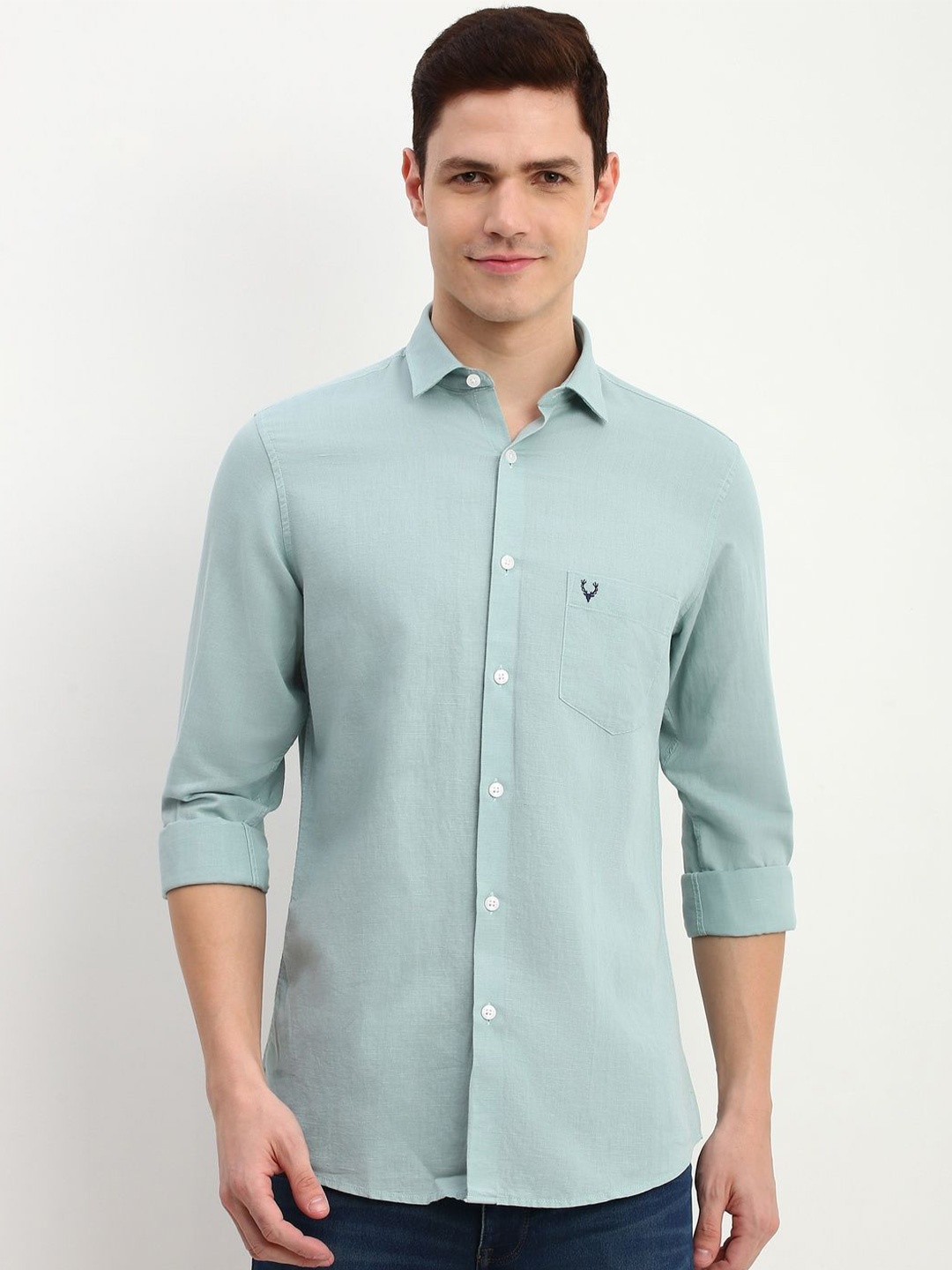

Allen Solly Men Slim Fit Opaque Casual Shirt, Green