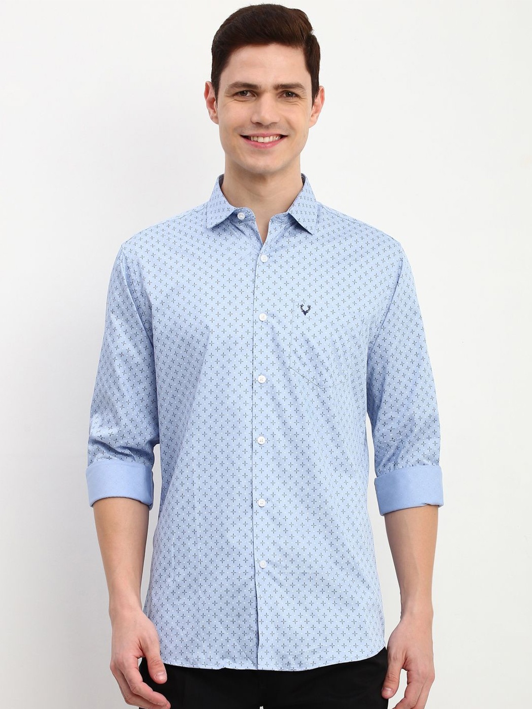 

Allen Solly Men Slim Fit Opaque Printed Casual Shirt, Blue