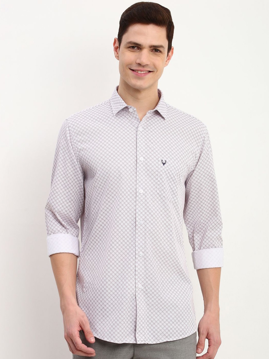 

Allen Solly Men Slim Fit Opaque Printed Casual Shirt, White