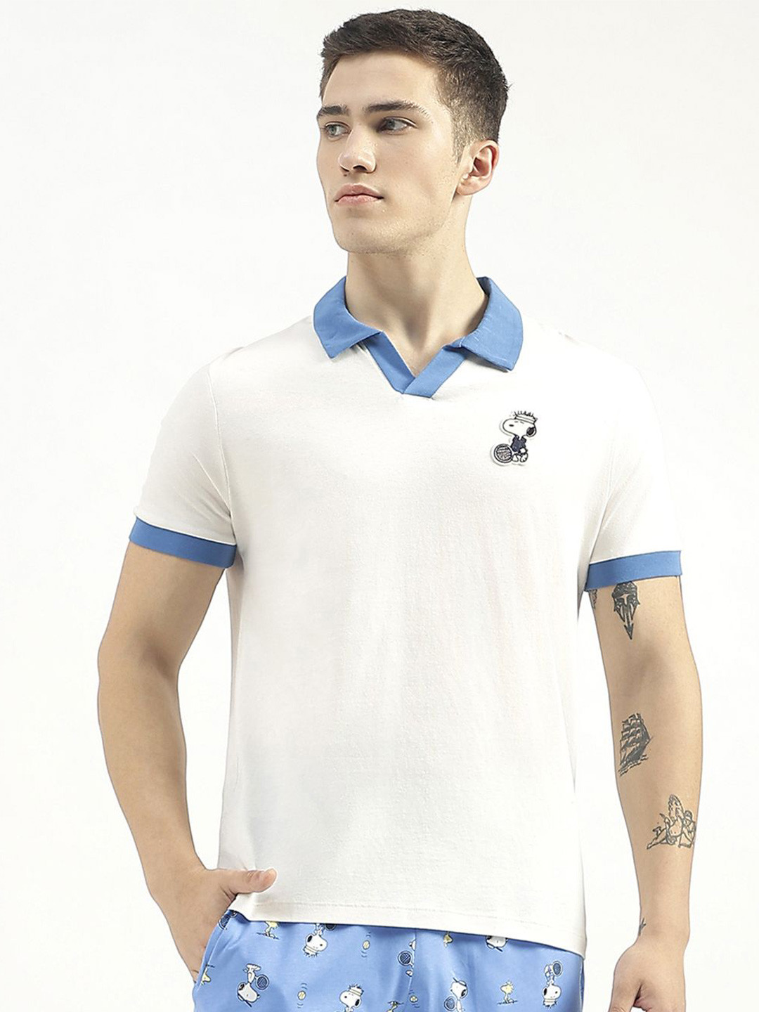 

United Colors of Benetton Men Polo Collar Pure Cotton Pockets T-shirt, White