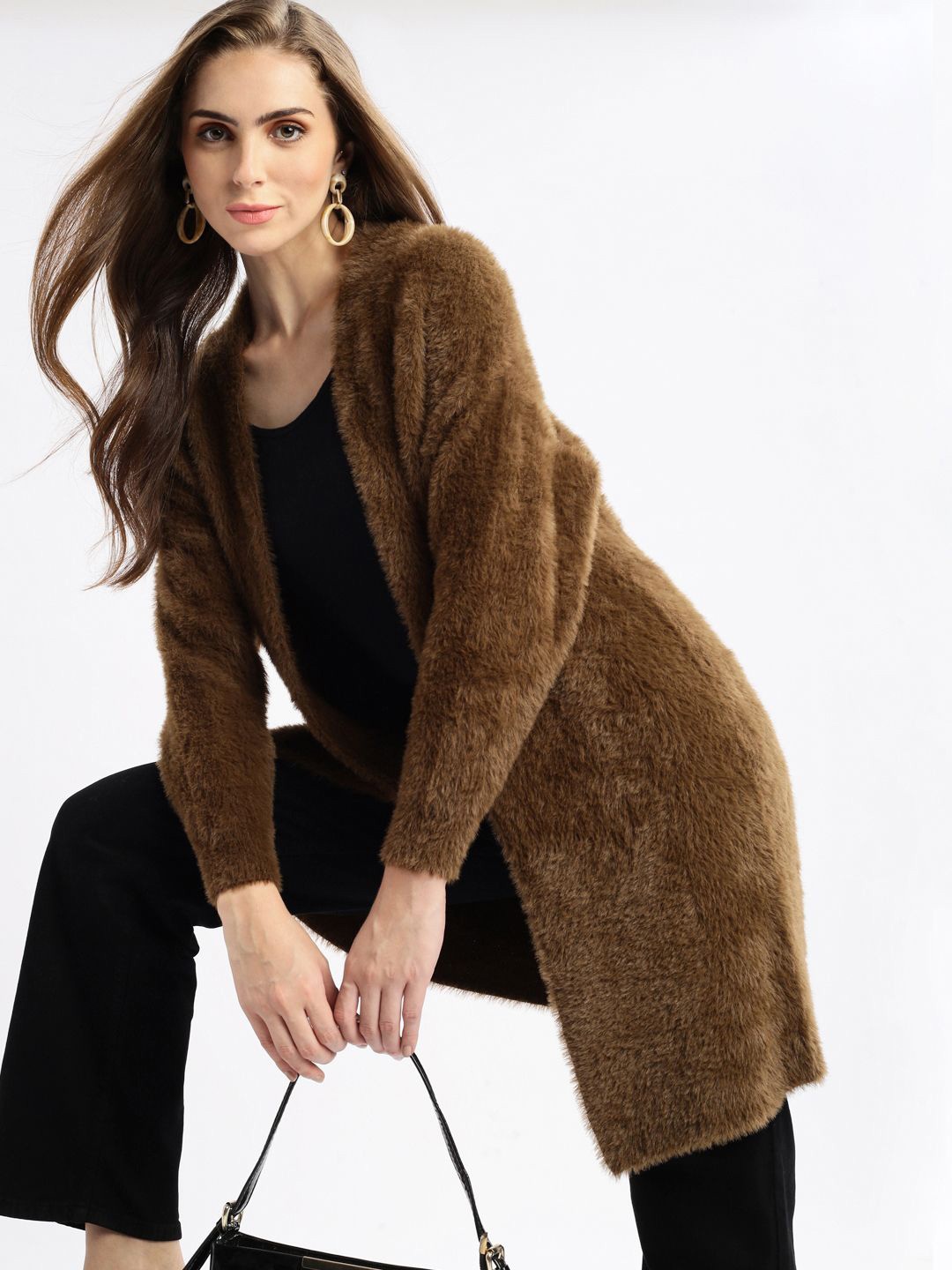 

SHOWOFF Women Longline Shrug, Brown