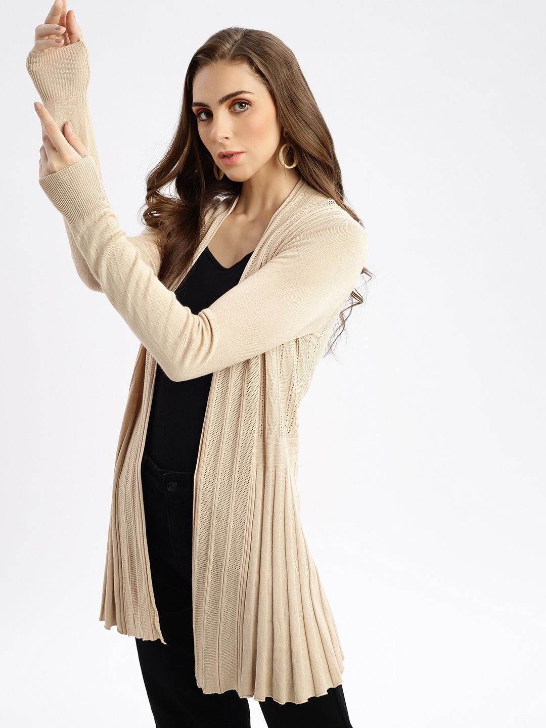 

SHOWOFF Women Longline Shrug, Beige