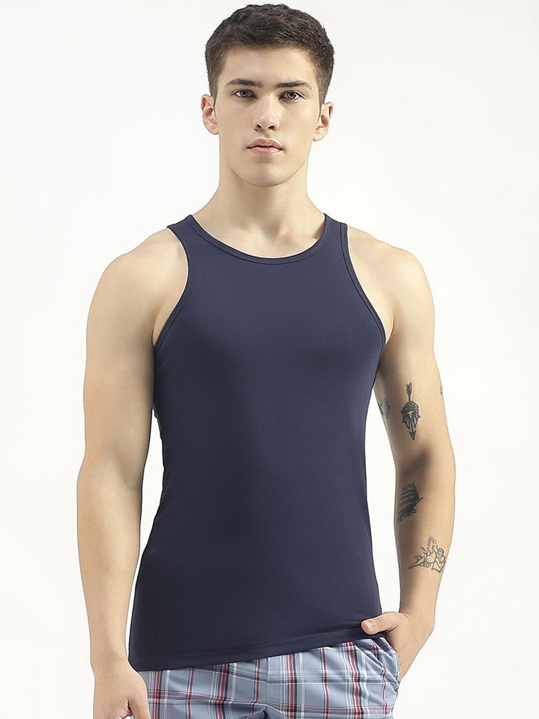 

United Colors of Benetton Round Neck Innerwear Vests 23P3MENUC157I13CS, Blue