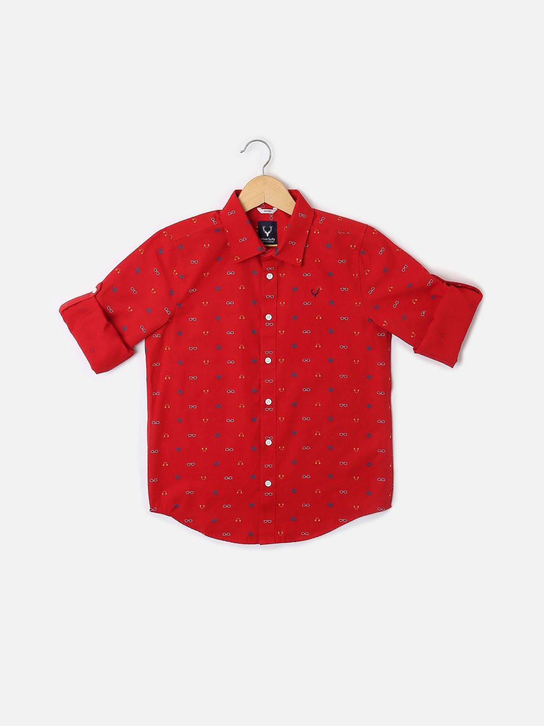 

Allen Solly Junior Boys Slim Fit Opaque Printed Casual Shirt, Red