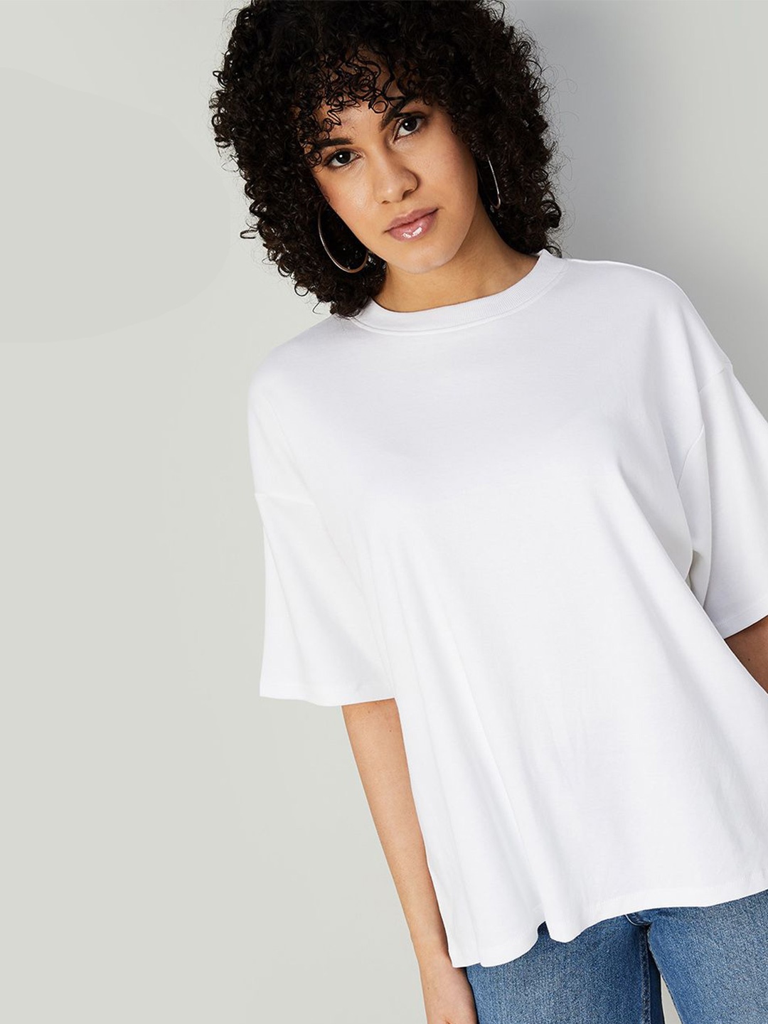 

Ginger by Lifestyle Extended Sleeves Cotton Boxy Top, Off white