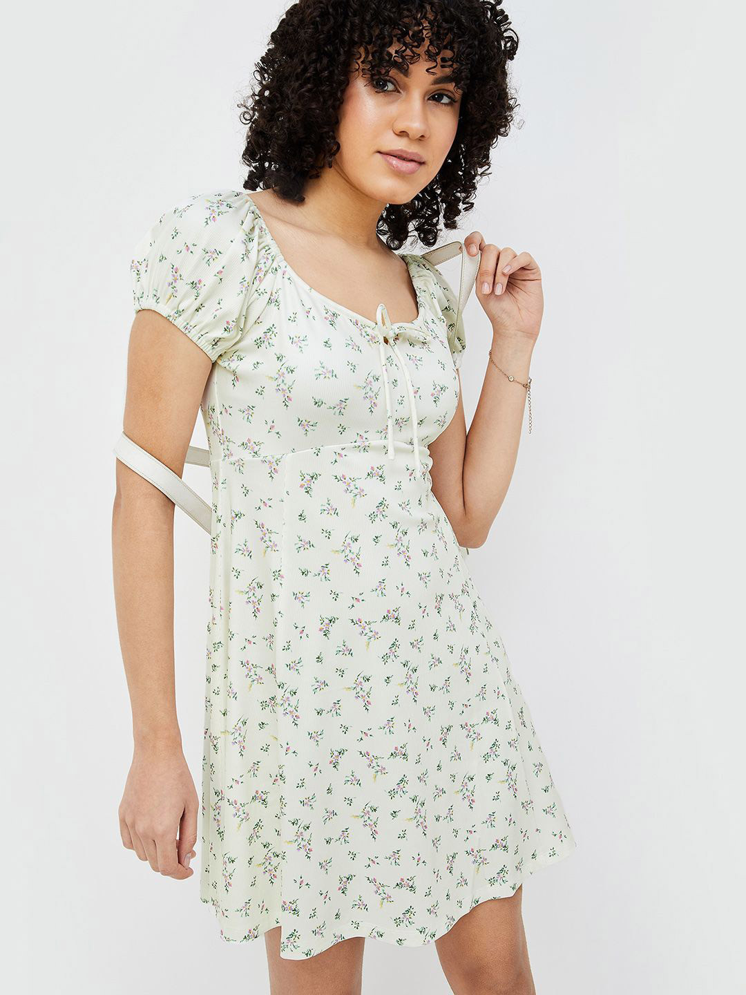 

Ginger by Lifestyle Floral Print A-Line Dress, Off white