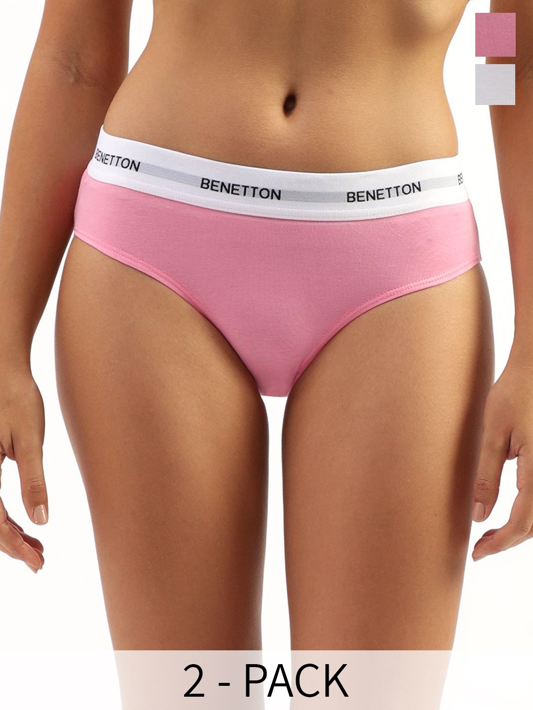 

United Colors of Benetton Pack of 2 Low Rise Basic Briefs- 24P3OP81SOLAI902XS, Pink