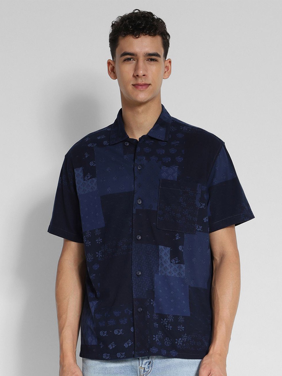 

AMERICAN EAGLE OUTFITTERS Men Opaque Printed Casual Shirt, Navy blue