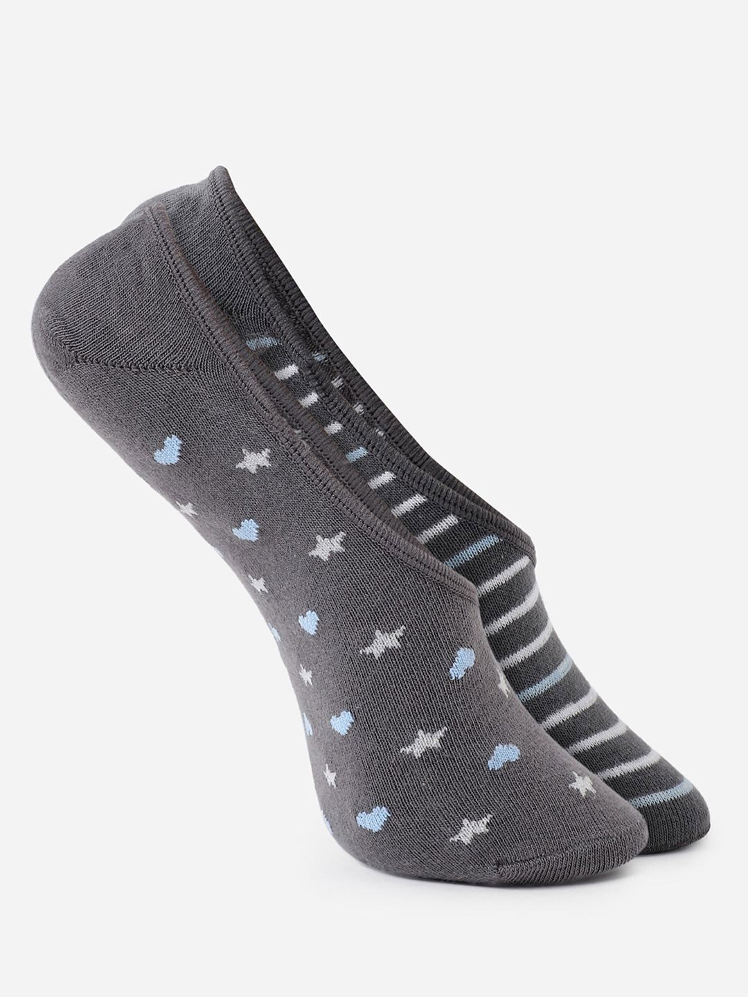 

United Colors of Benetton Women Pack Of 2 Patterned Ankle-Length Socks, Grey