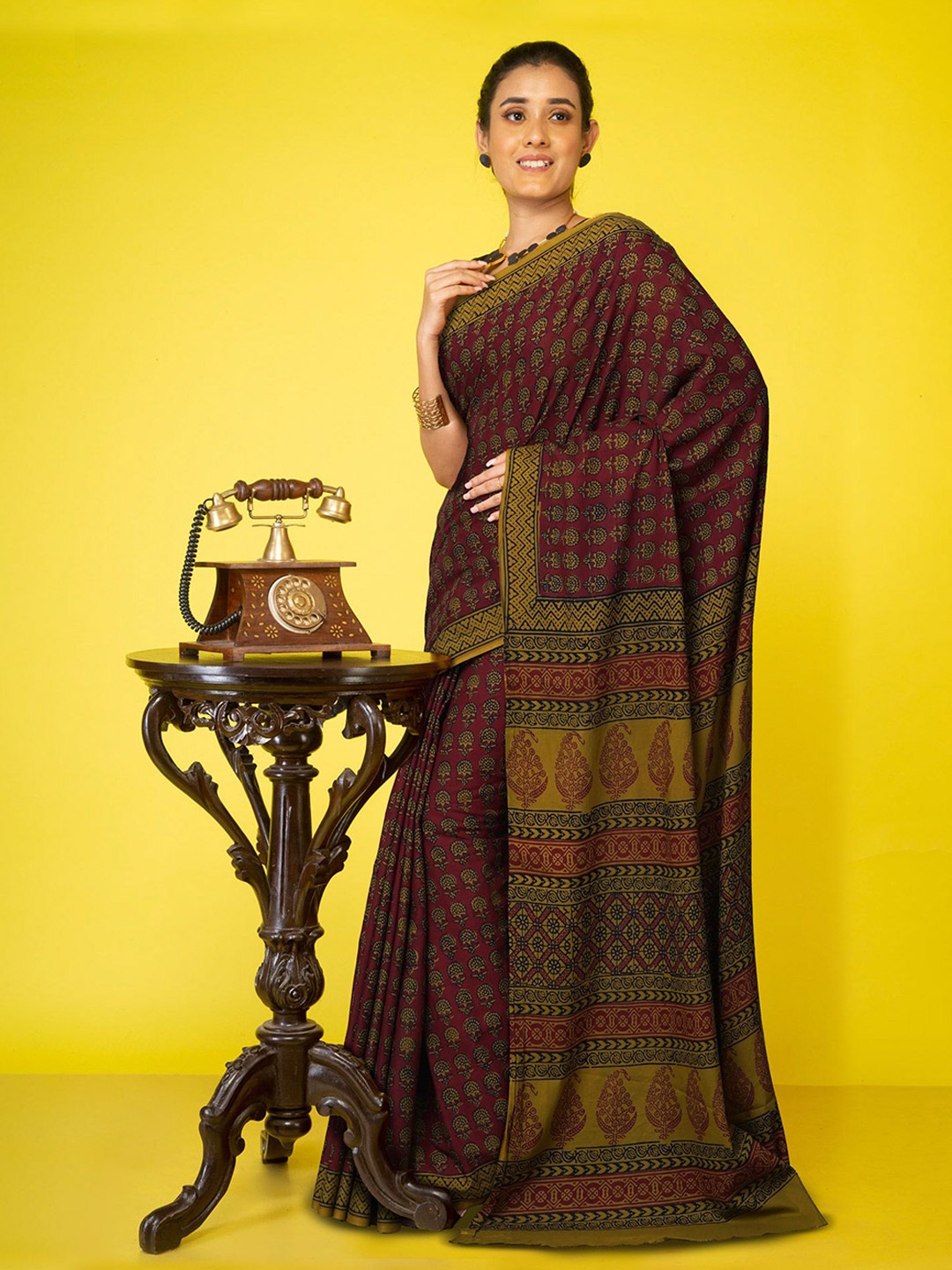 

Unnati Silks Bagh Pure Cotton Handloom Bagh Saree, Red