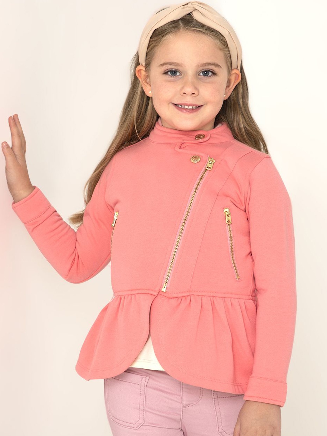 

Cherry Crumble Girls Lightweight Crop Tailored Jacket, Pink