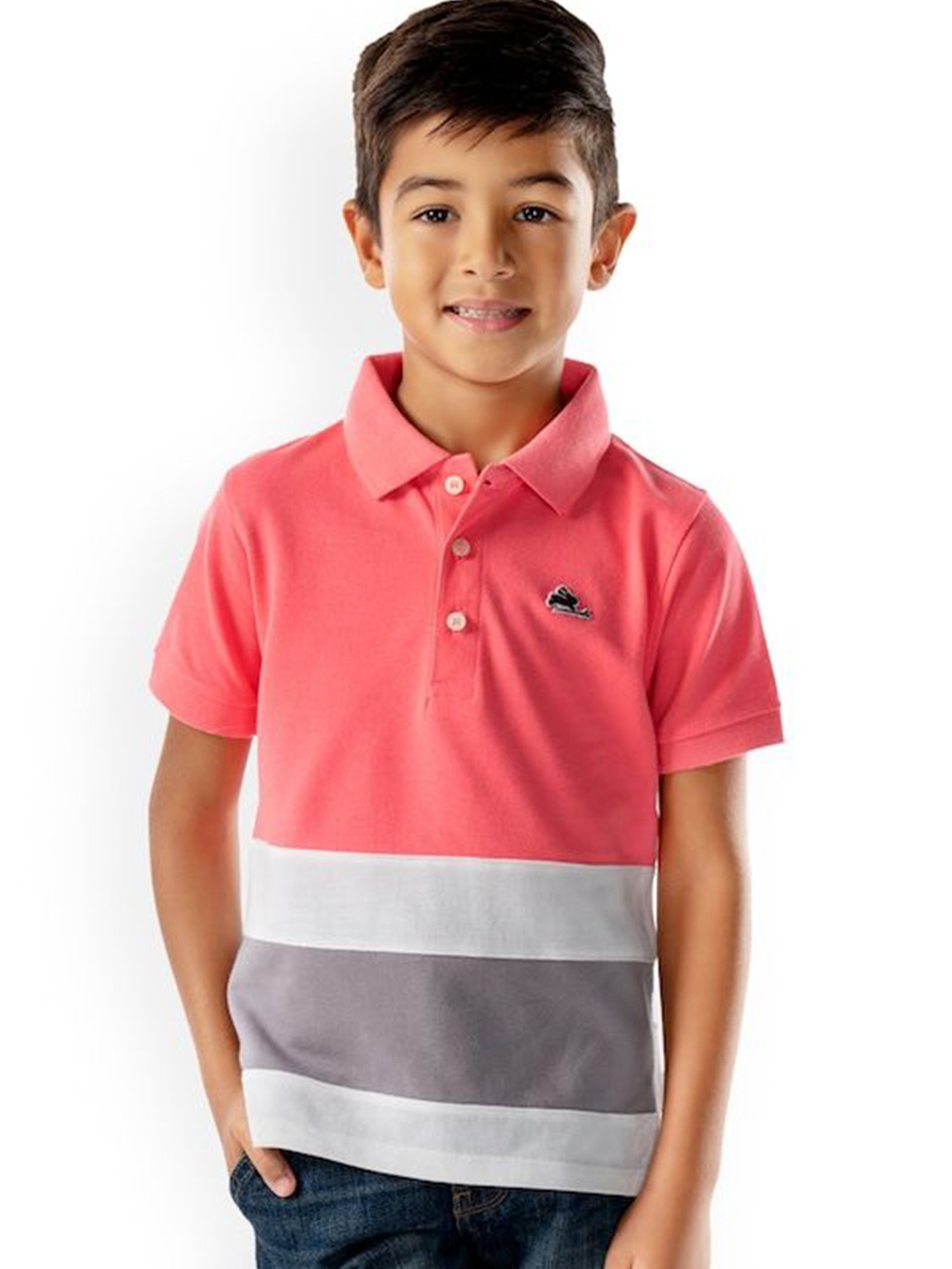 

Cherry Crumble Boys Striped Polo Collar T-shirt, Multi
