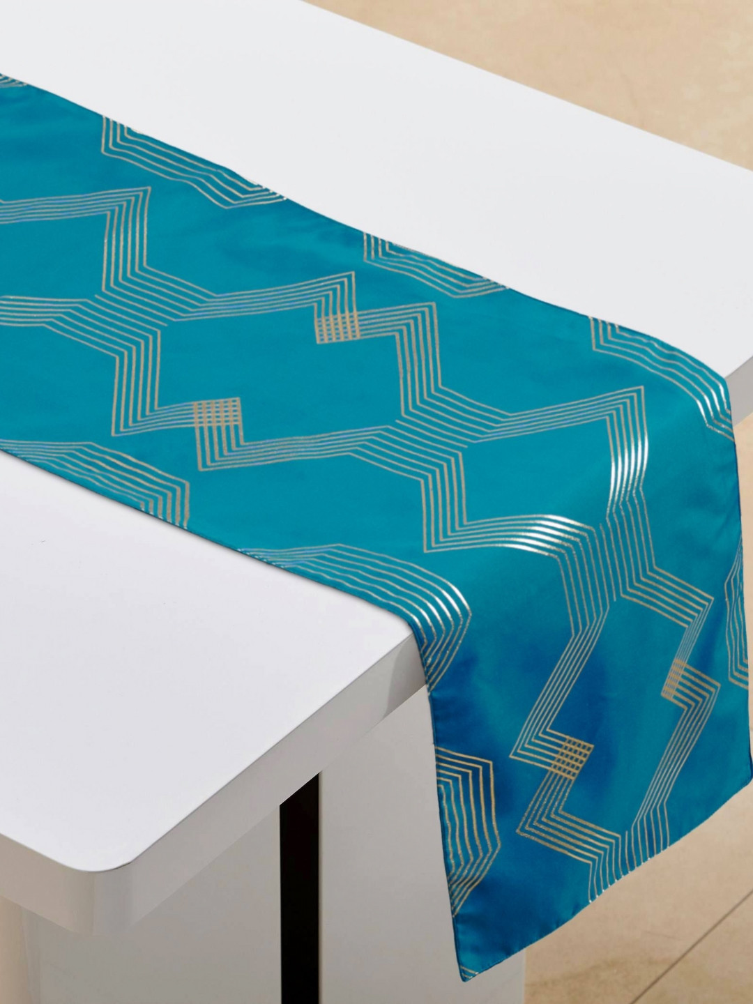 

Home Centre Teal & White Foil Print Table Runner