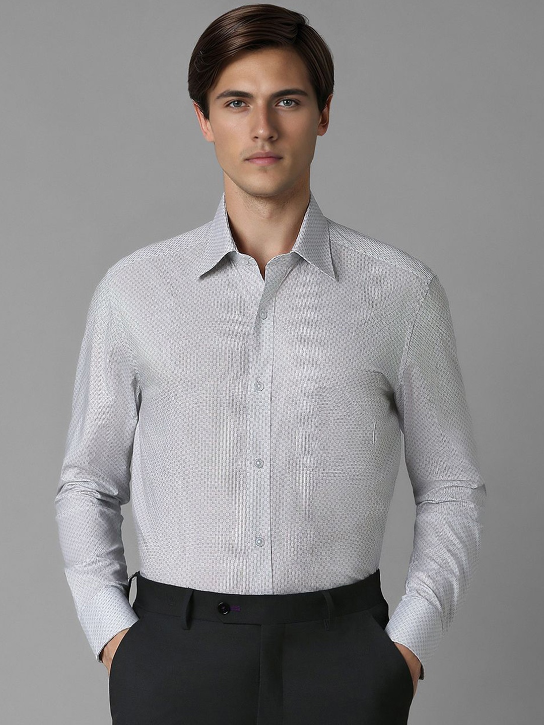 

Louis Philippe Men Opaque Striped Formal Shirt, Grey