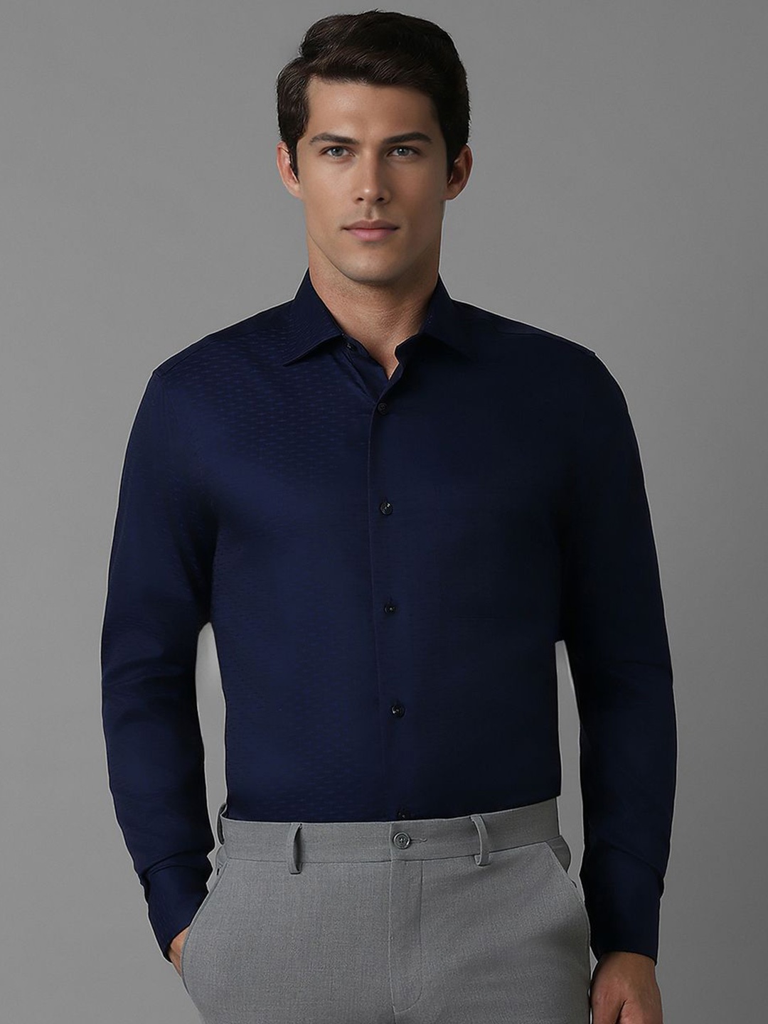 

Louis Philippe Men Opaque Formal Shirt, Navy blue