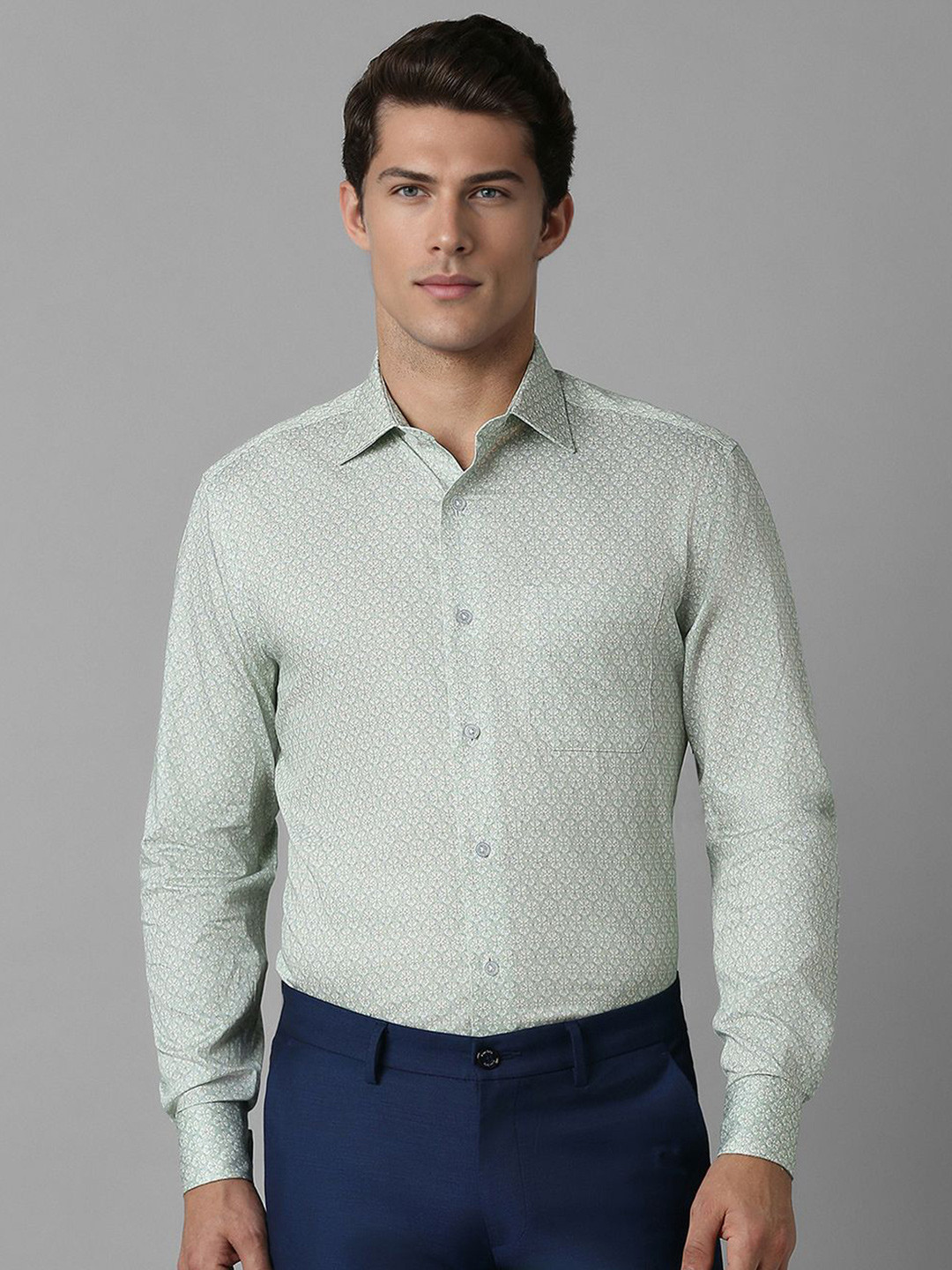 

Louis Philippe Men Opaque Printed Formal Shirt, Green
