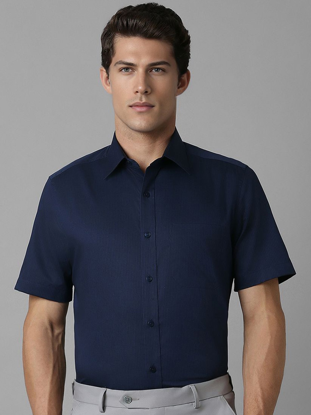 

Louis Philippe Men Opaque Formal Shirt, Navy blue