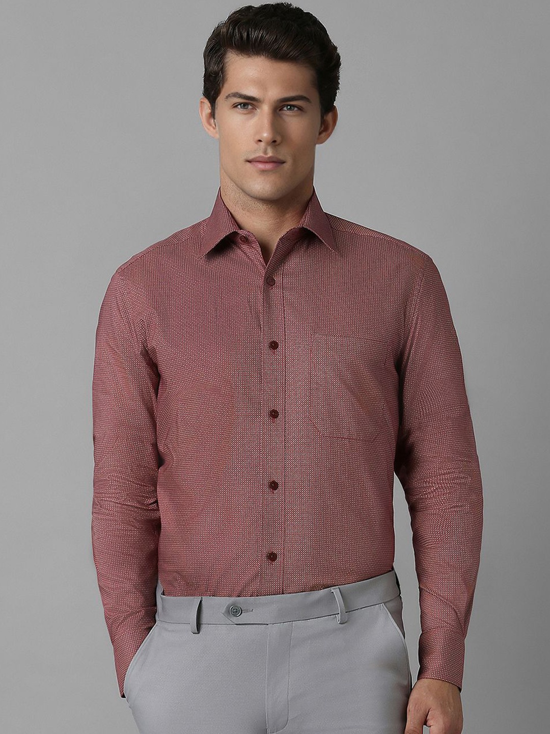 

Louis Philippe Men Opaque Printed Formal Shirt, Maroon