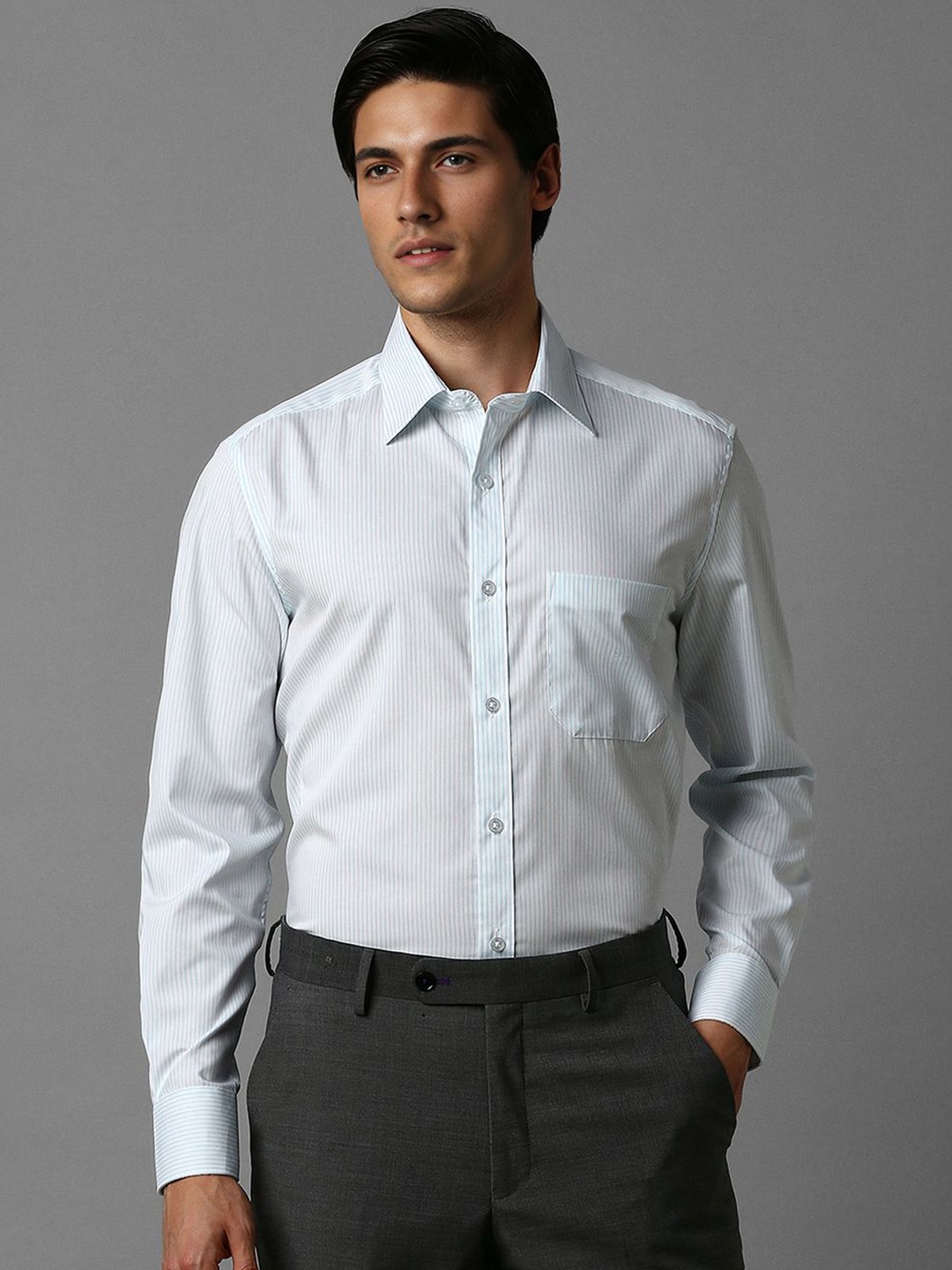 

Louis Philippe Men Opaque Striped Formal Shirt, White