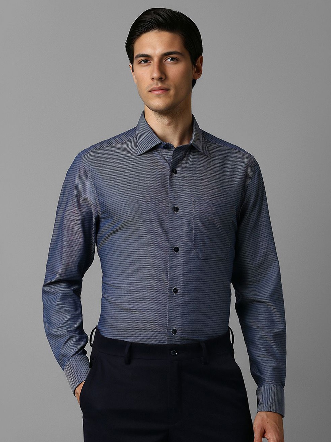 

Louis Philippe Men Opaque Formal Shirt, Navy blue