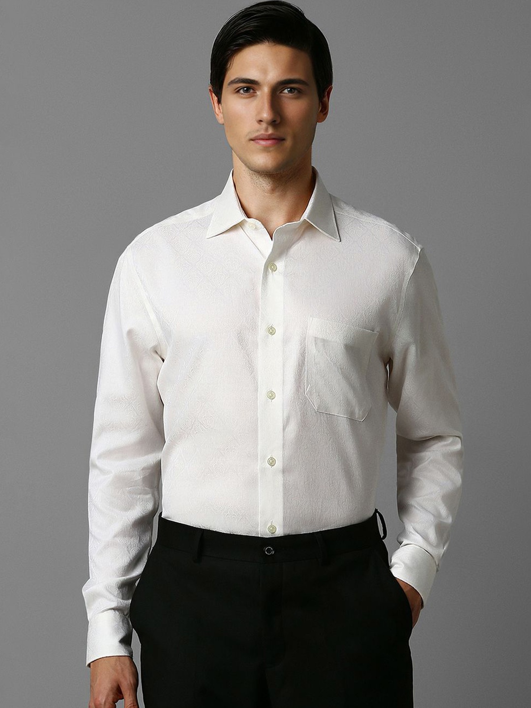 

Louis Philippe Men Opaque Formal Shirt, Cream