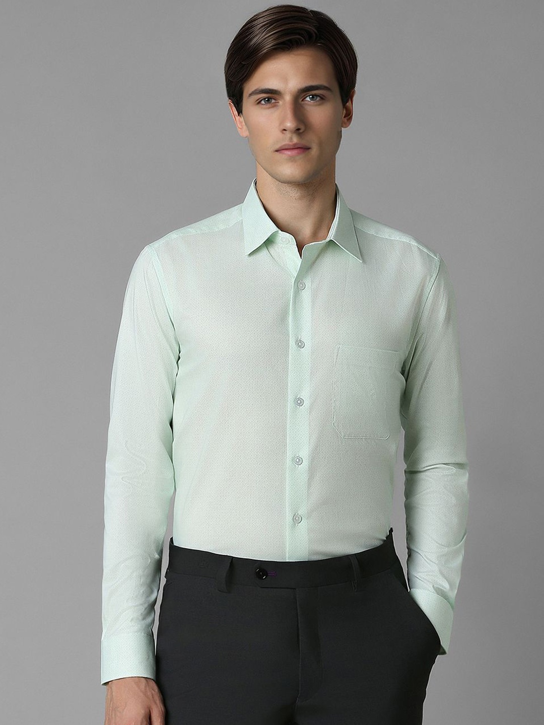

Louis Philippe Men Slim Fit Opaque Formal Shirt, Green