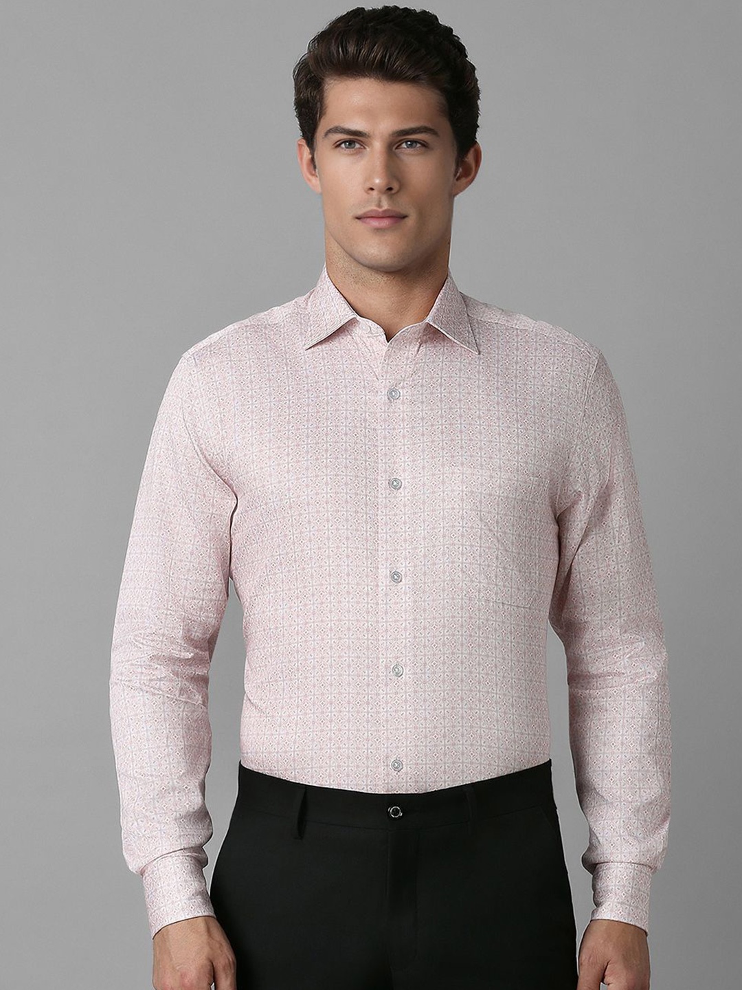 

Louis Philippe Men Opaque Printed Formal Shirt, Pink