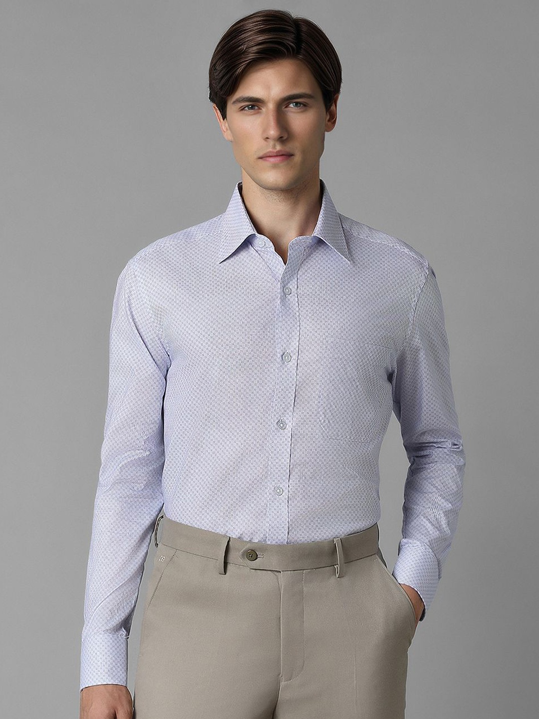 

Louis Philippe Men Opaque Printed Formal Shirt, Blue