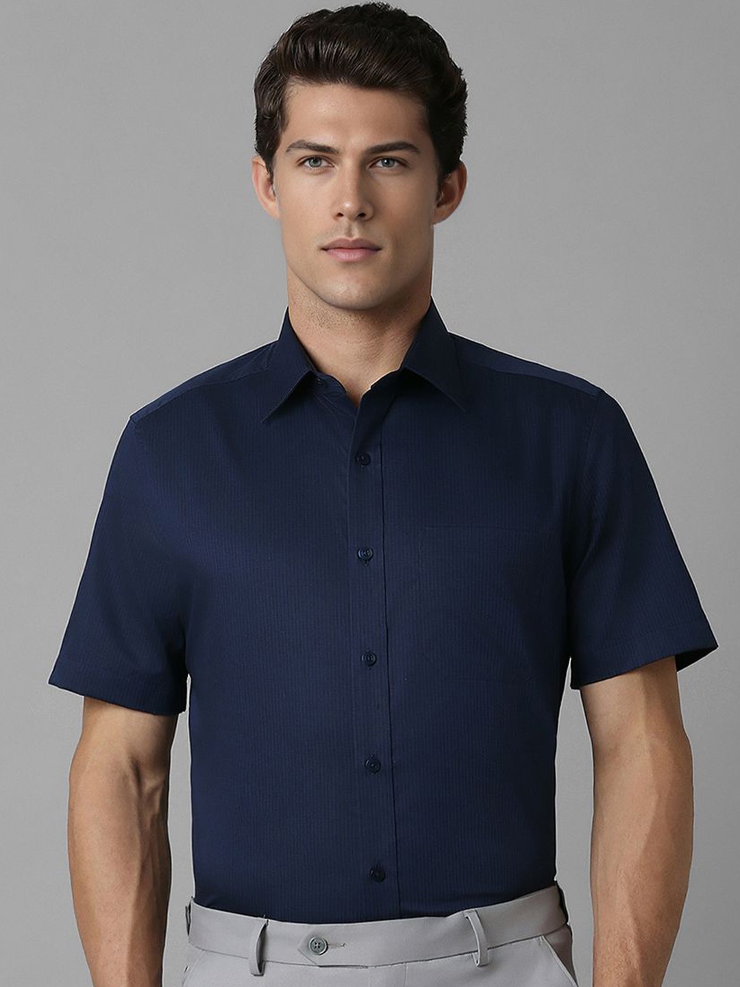 

Louis Philippe Men Opaque Formal Shirt, Navy blue