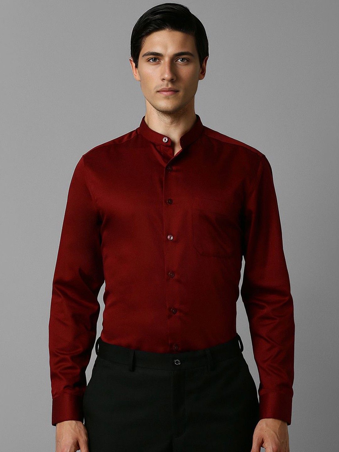 

Louis Philippe Men Slim Fit Opaque Formal Shirt, Maroon