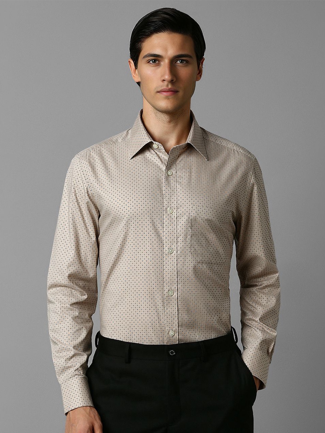 

Louis Philippe Men Opaque Printed Formal Shirt, Brown
