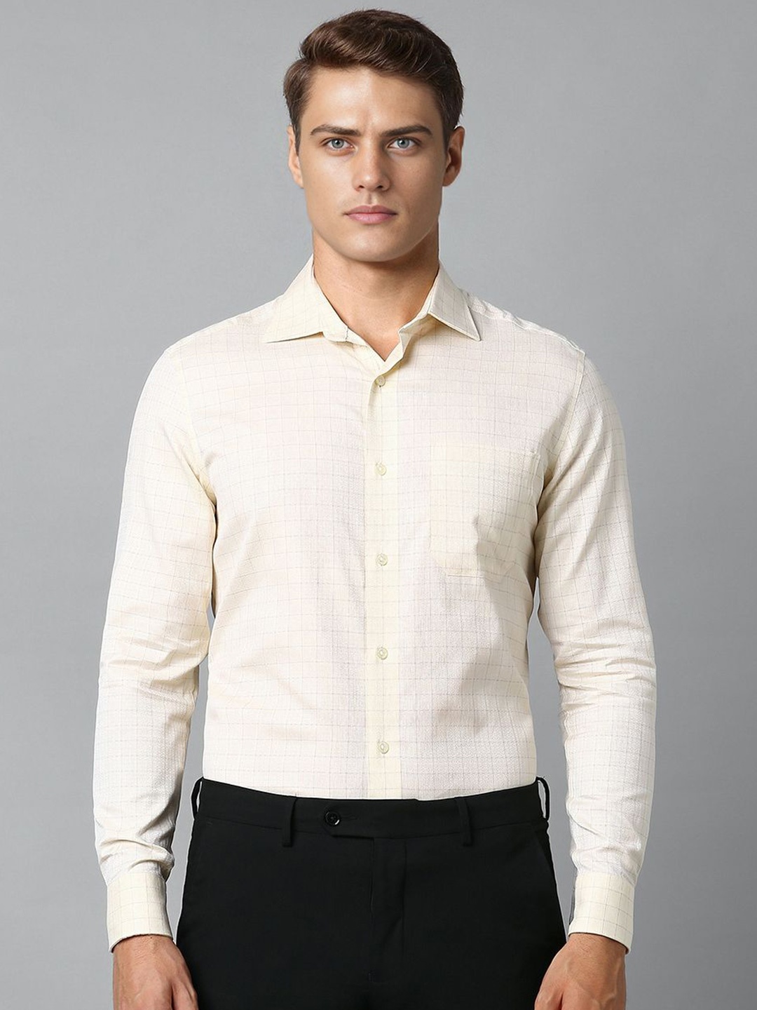 

Louis Philippe Men Opaque Formal Shirt, Cream