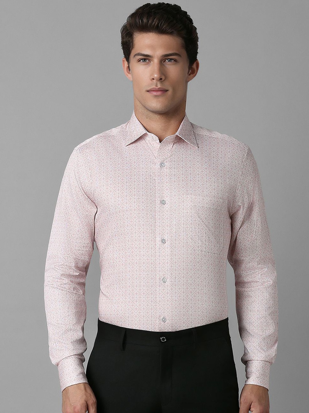 

Louis Philippe Men Opaque Printed Formal Shirt, Pink