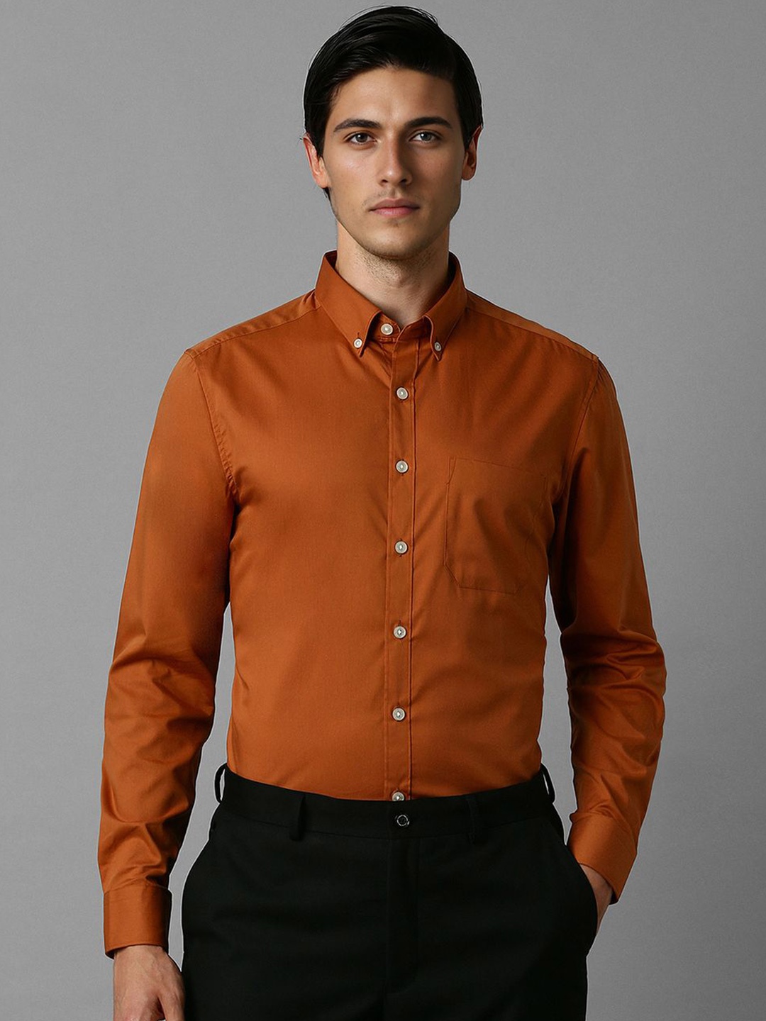 

Louis Philippe Men Slim Fit Opaque Formal Shirt, Orange