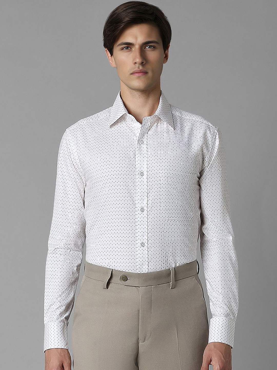 

Louis Philippe Men Opaque Printed Formal Shirt, White