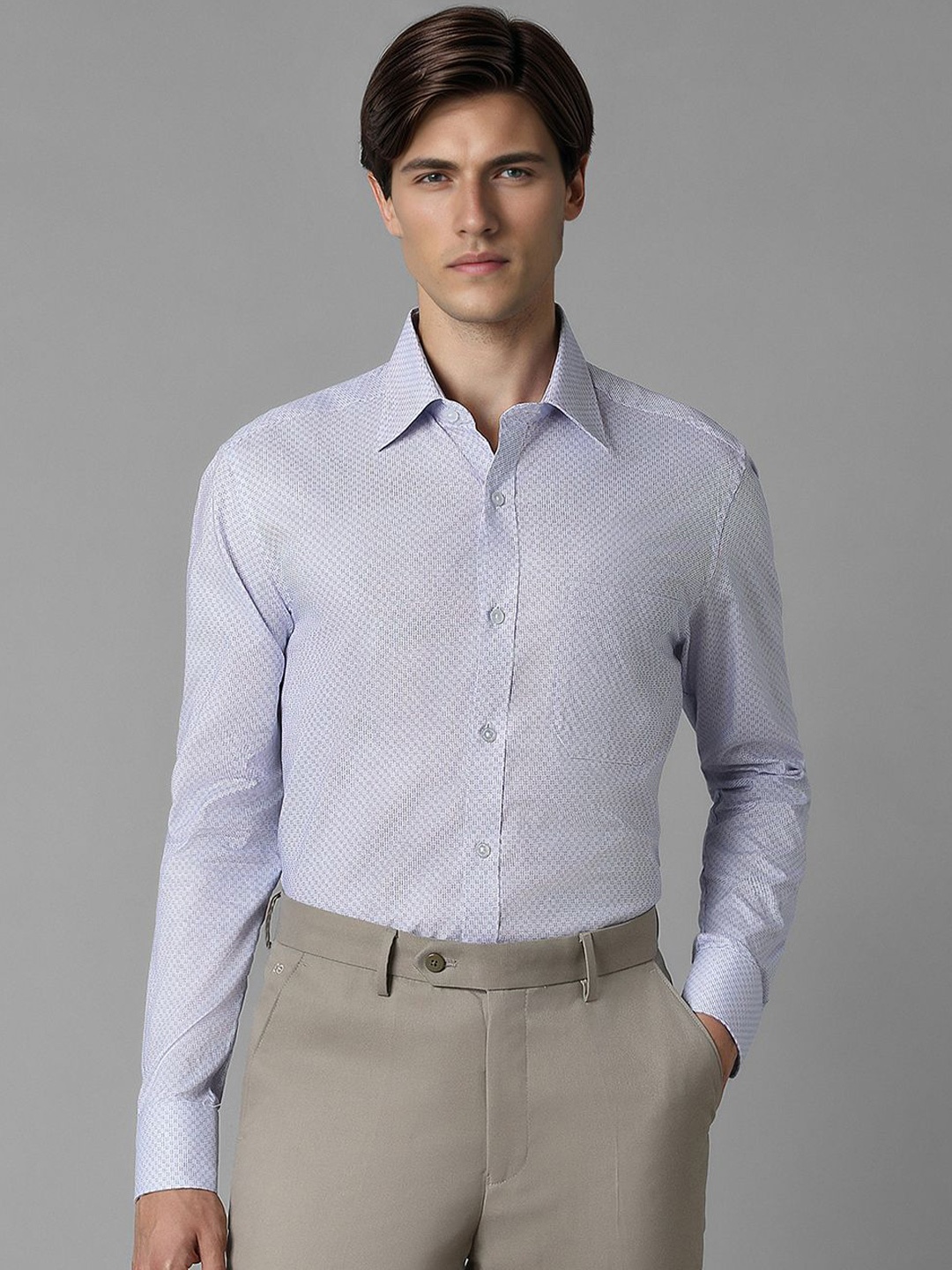 

Louis Philippe Men Opaque Printed Formal Shirt, Blue