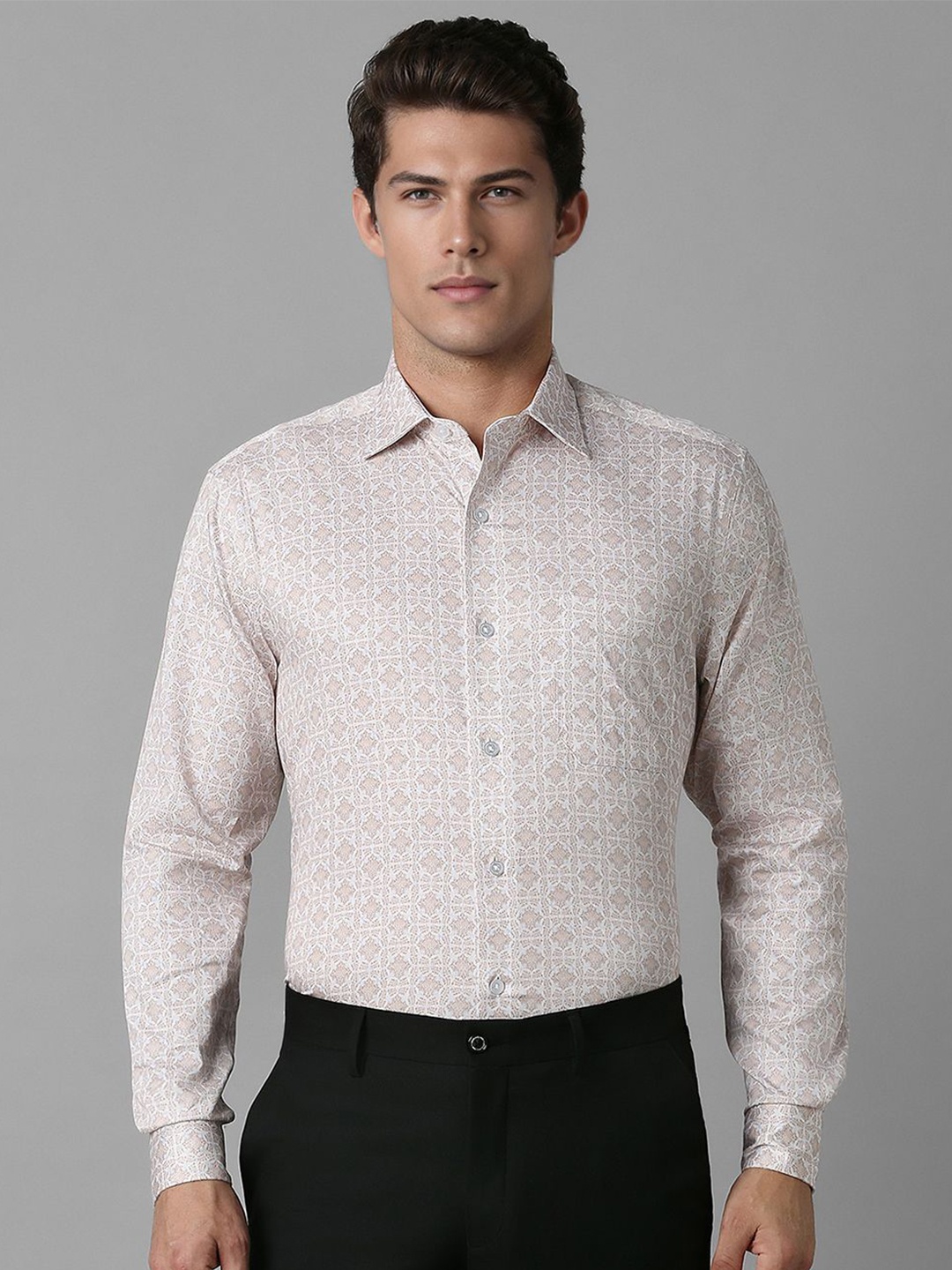 

Louis Philippe Men Opaque Printed Formal Shirt, White