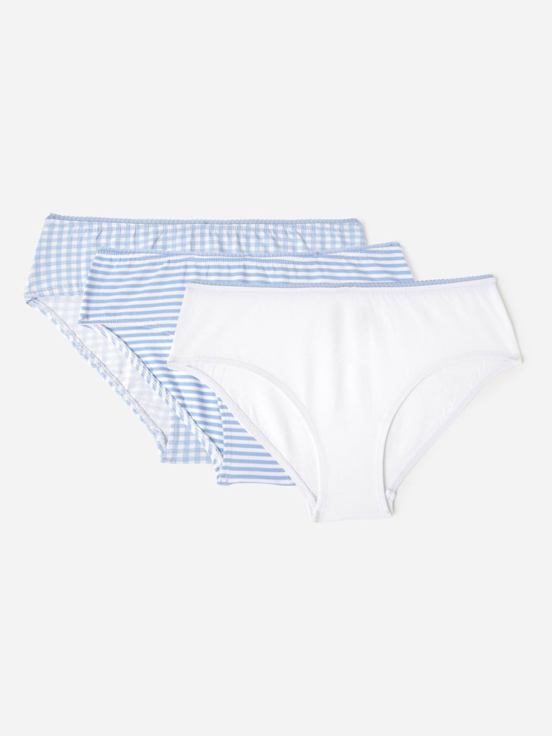 

United Colors of Benetton Pack Of 3 Low-Rise Lace Basic Briefs 24P378Y0S01RG9032Y, Blue