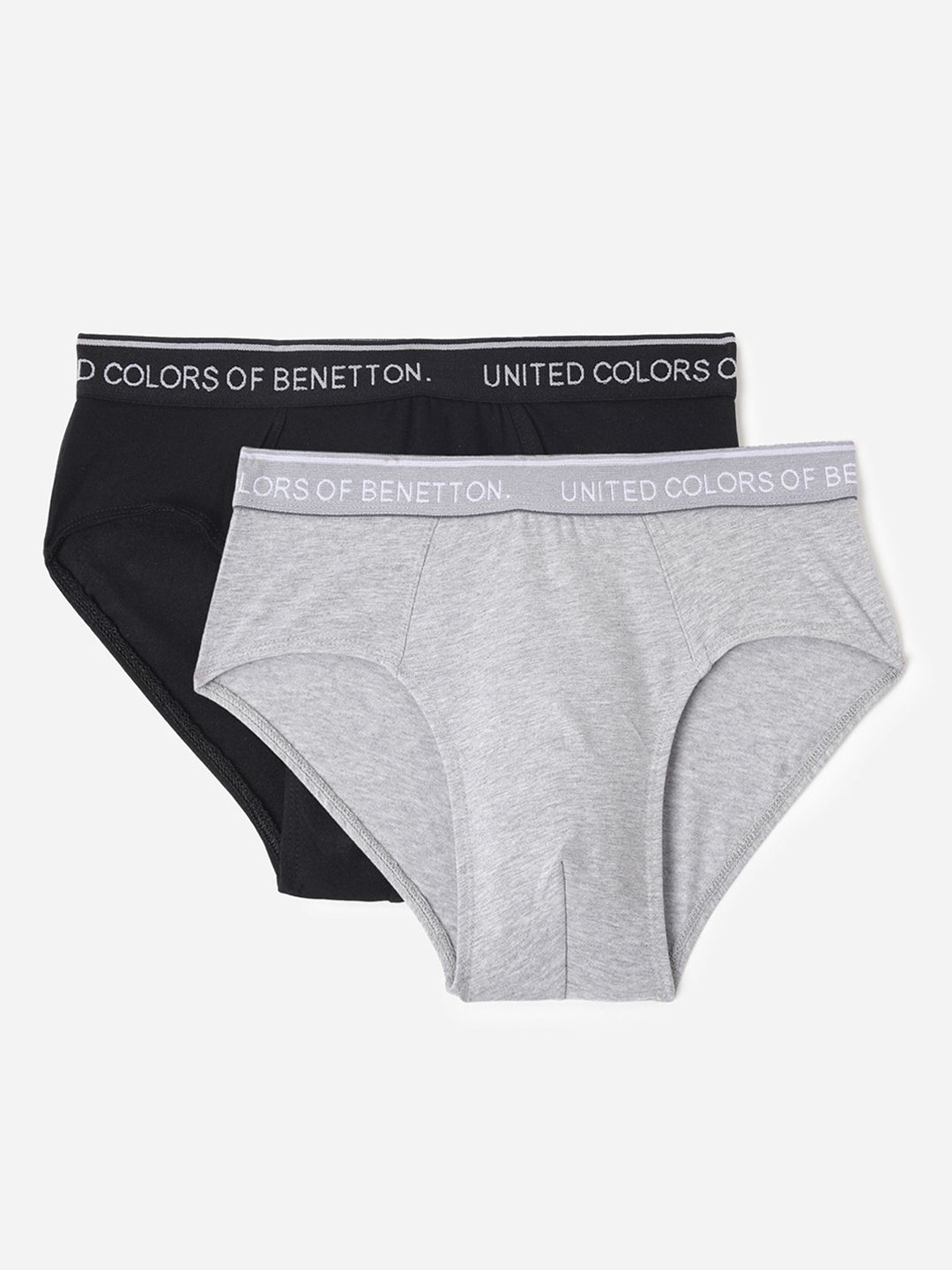 United Colors of Benetton Pack Of 2 Low-Rise Basic Briefs 8902733639828, Grey