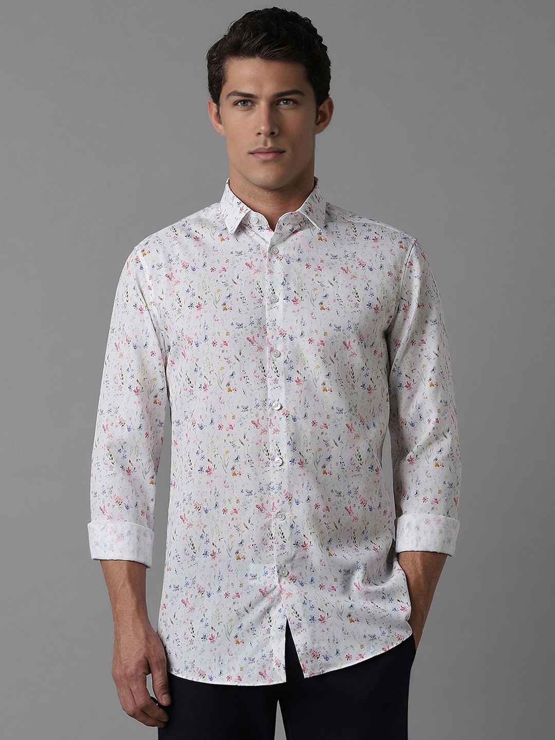 

Louis Philippe Sport Men Slim Fit Floral Opaque Printed Casual Shirt, White