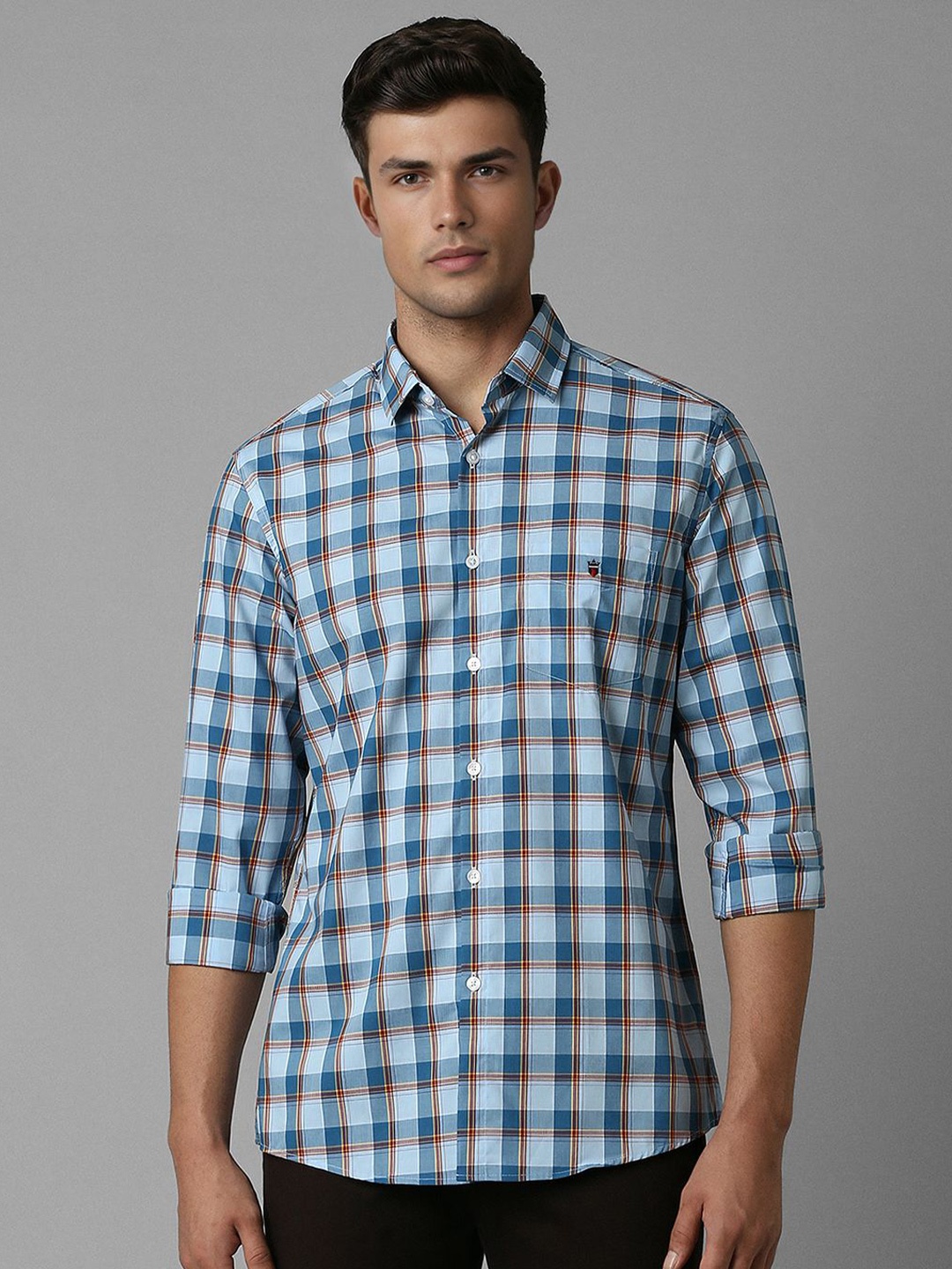 

Louis Philippe Sport Men Slim Fit Opaque Checked Casual Shirt, Blue