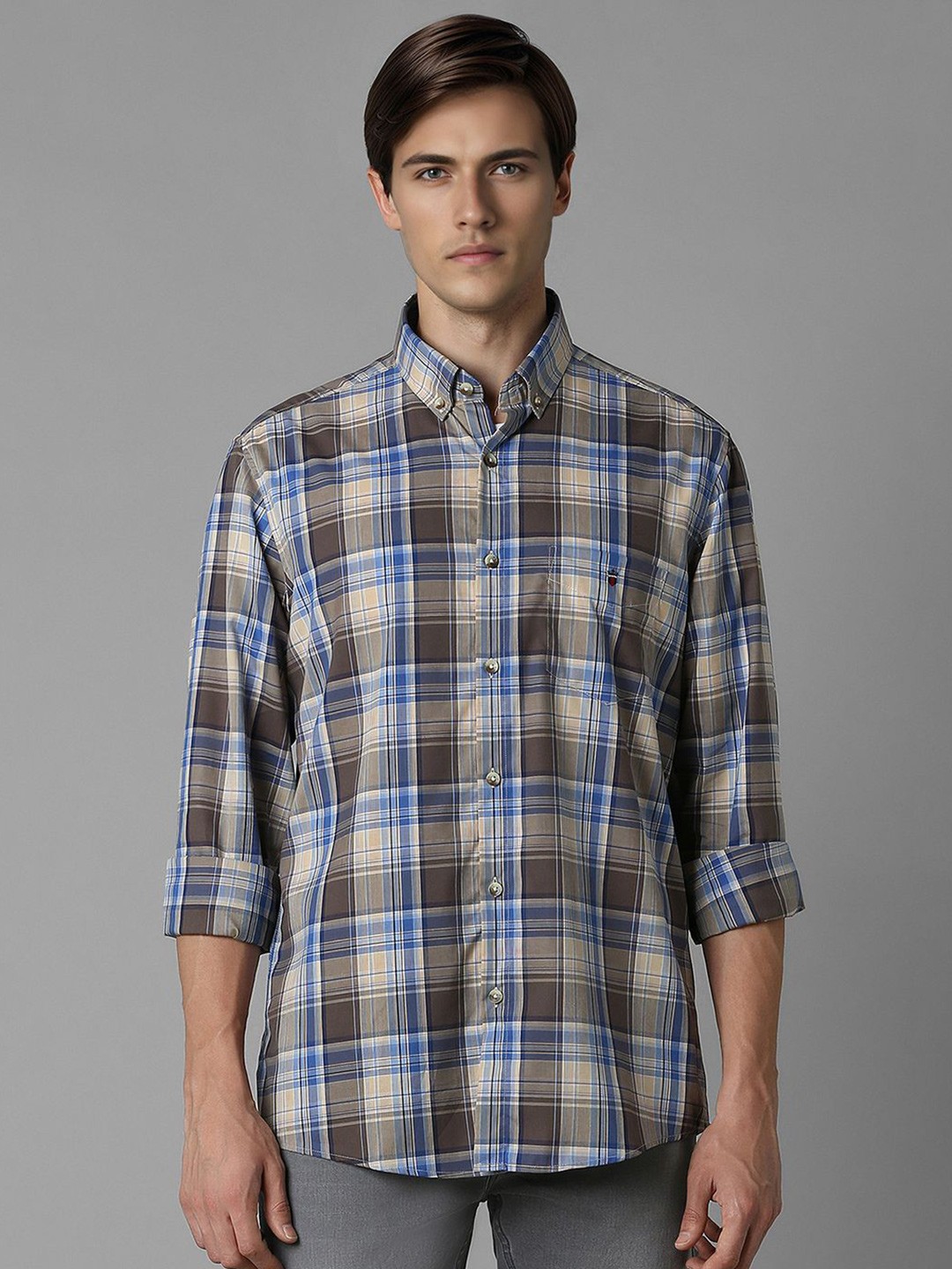 

Louis Philippe Sport Men Slim Fit Tartan Checks Opaque Checked Casual Shirt, Multi